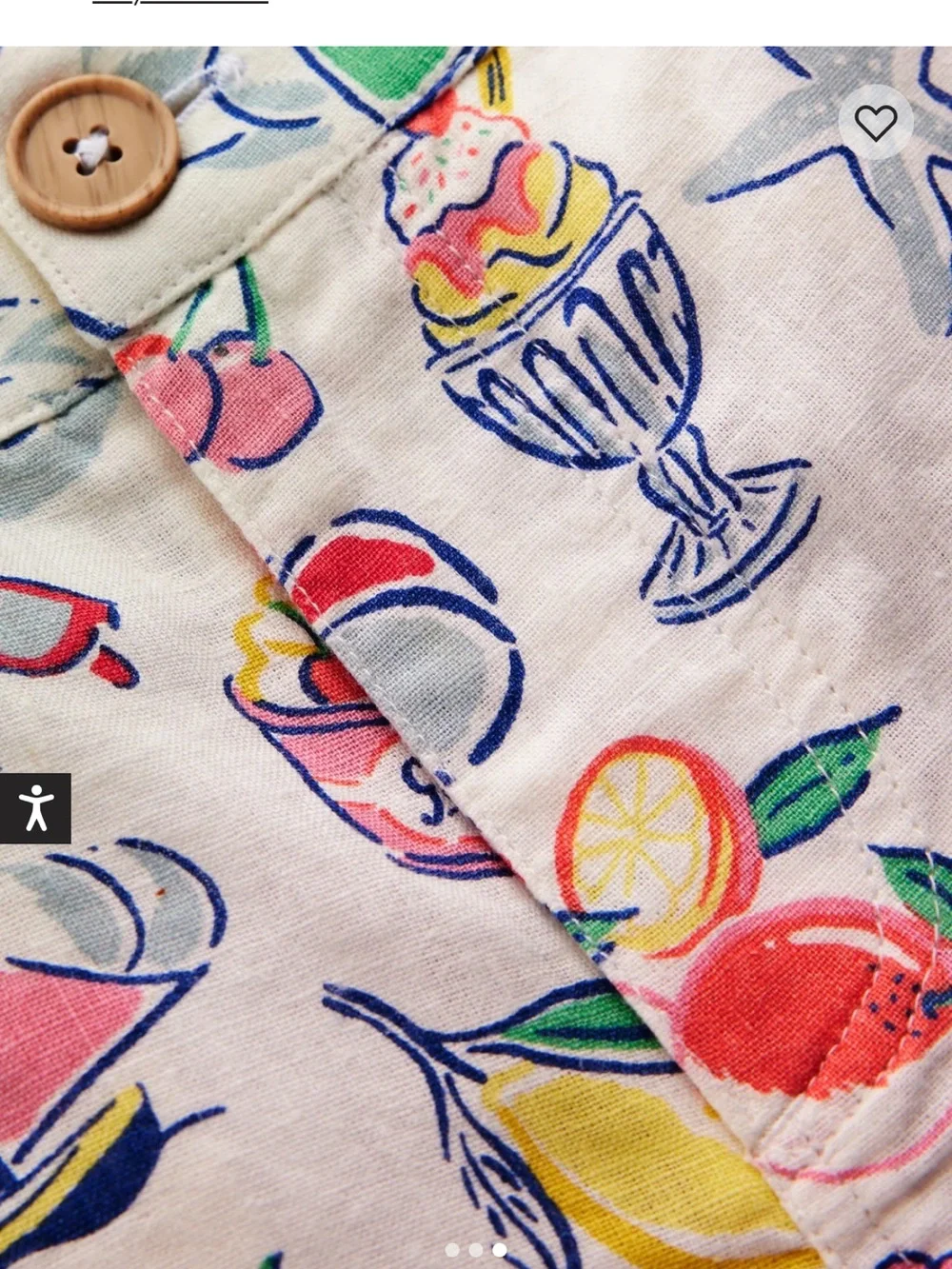 Mini Boden Cotton Linen Beach Print White Cotton Shorts